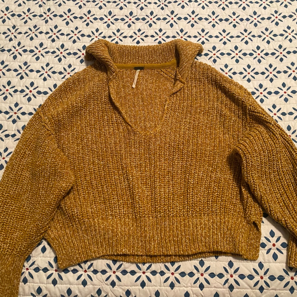 Free People cropped sweater with collar